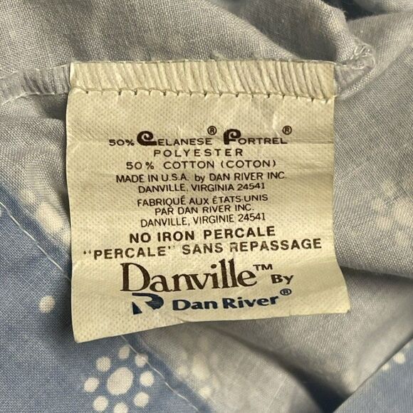 Vintage Dan River Danville Blue Floral Pillowcase Standard Sizing Boho Shabby - Picture 3 of 4